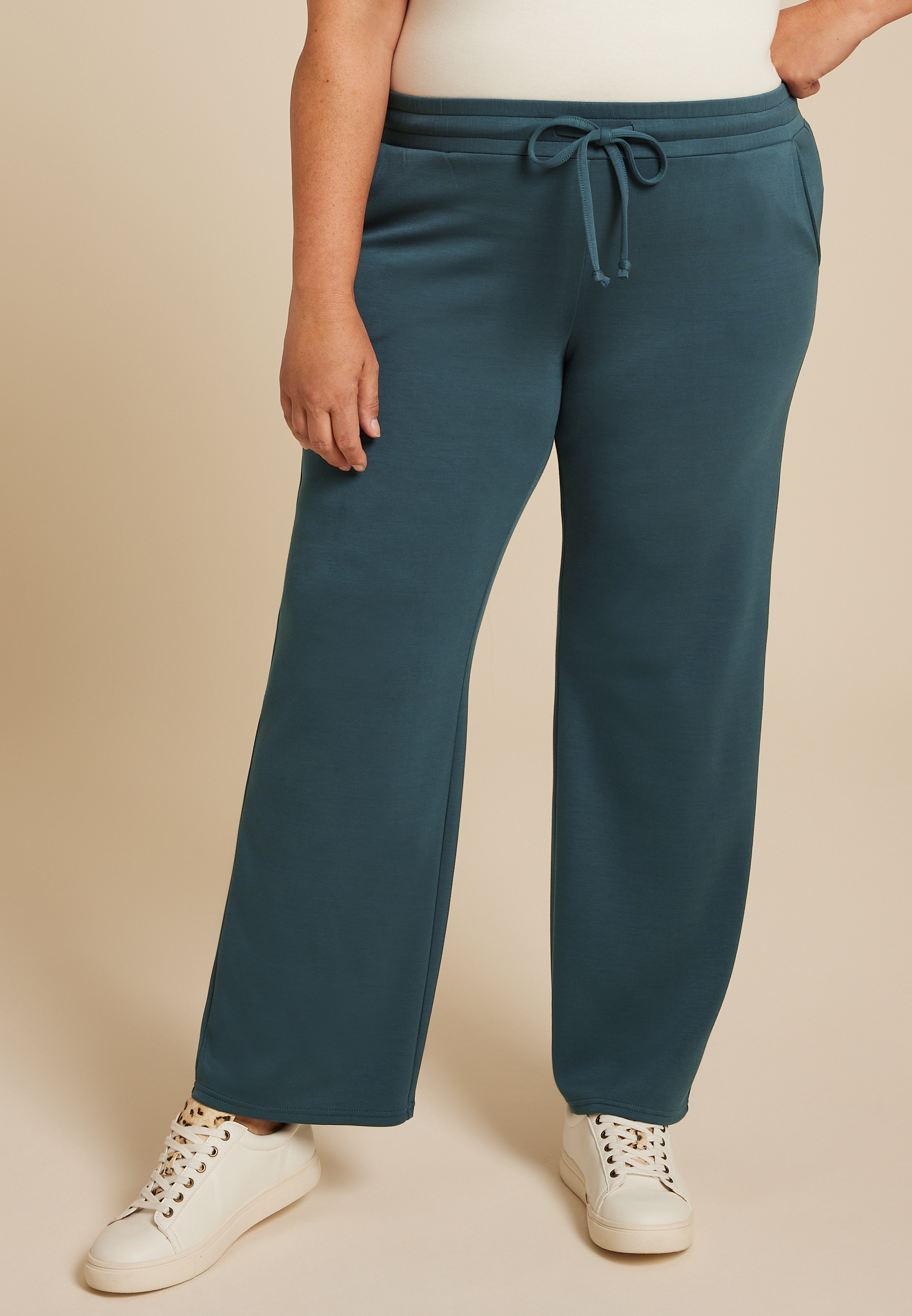 Maurices Plus Size Women s Scuba Wide Leg Sweatpants Green Size 0x