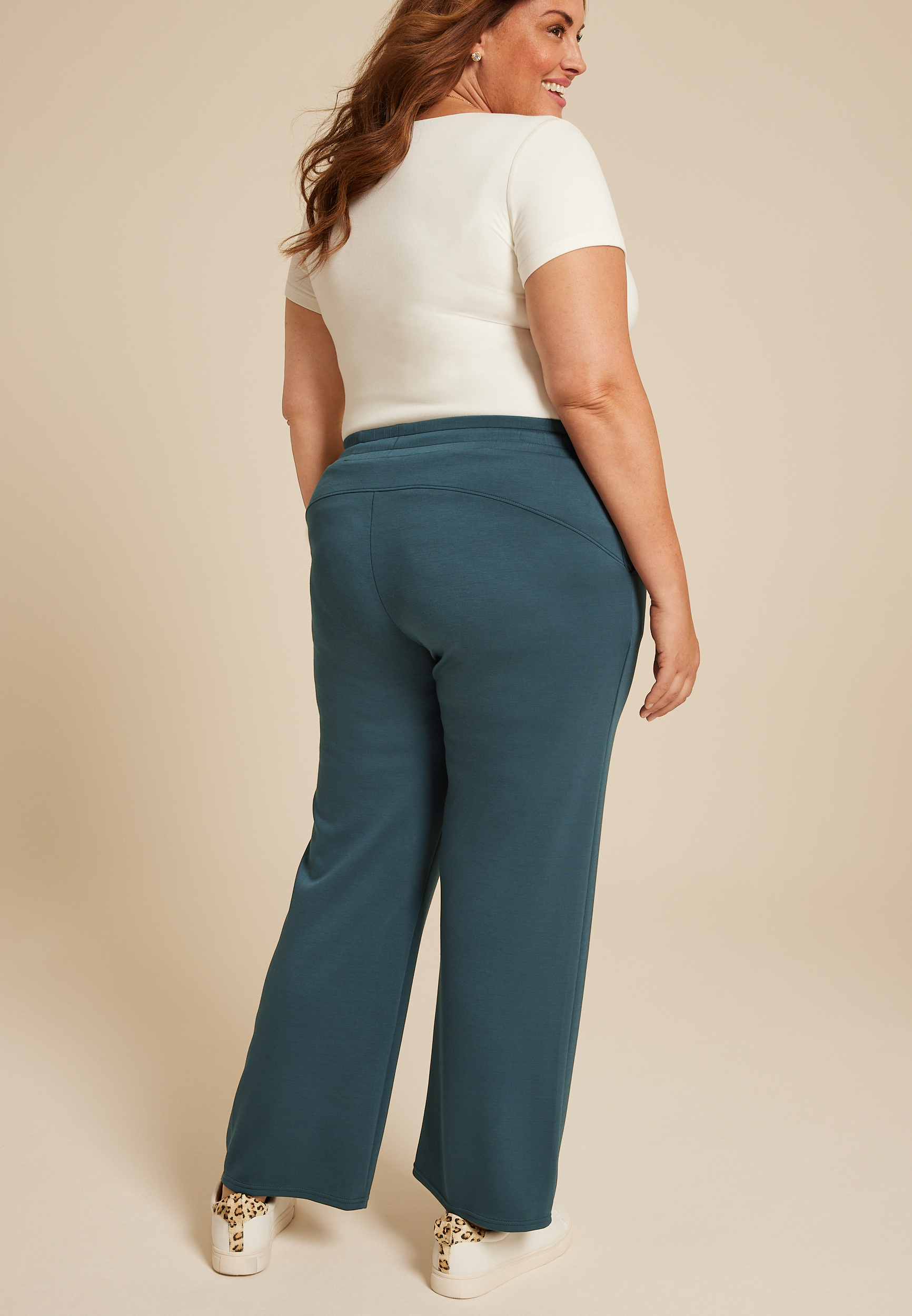 Plus Size Scuba Knit Wide Leg Sweatpant, C4309, large