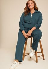 Plus Size Scuba Knit Wide Leg Sweatpant, C4309, small