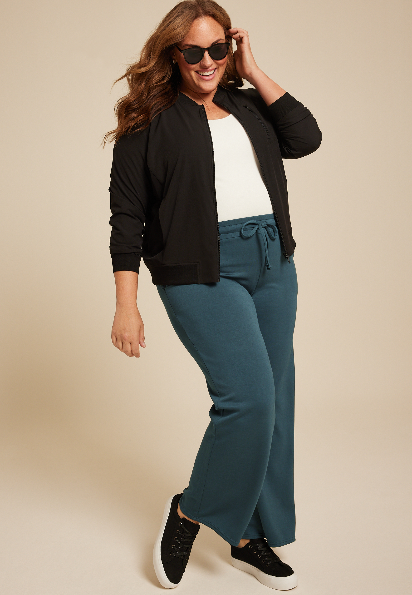 Plus Size Scuba Knit Wide Leg Sweatpant, C4309, large