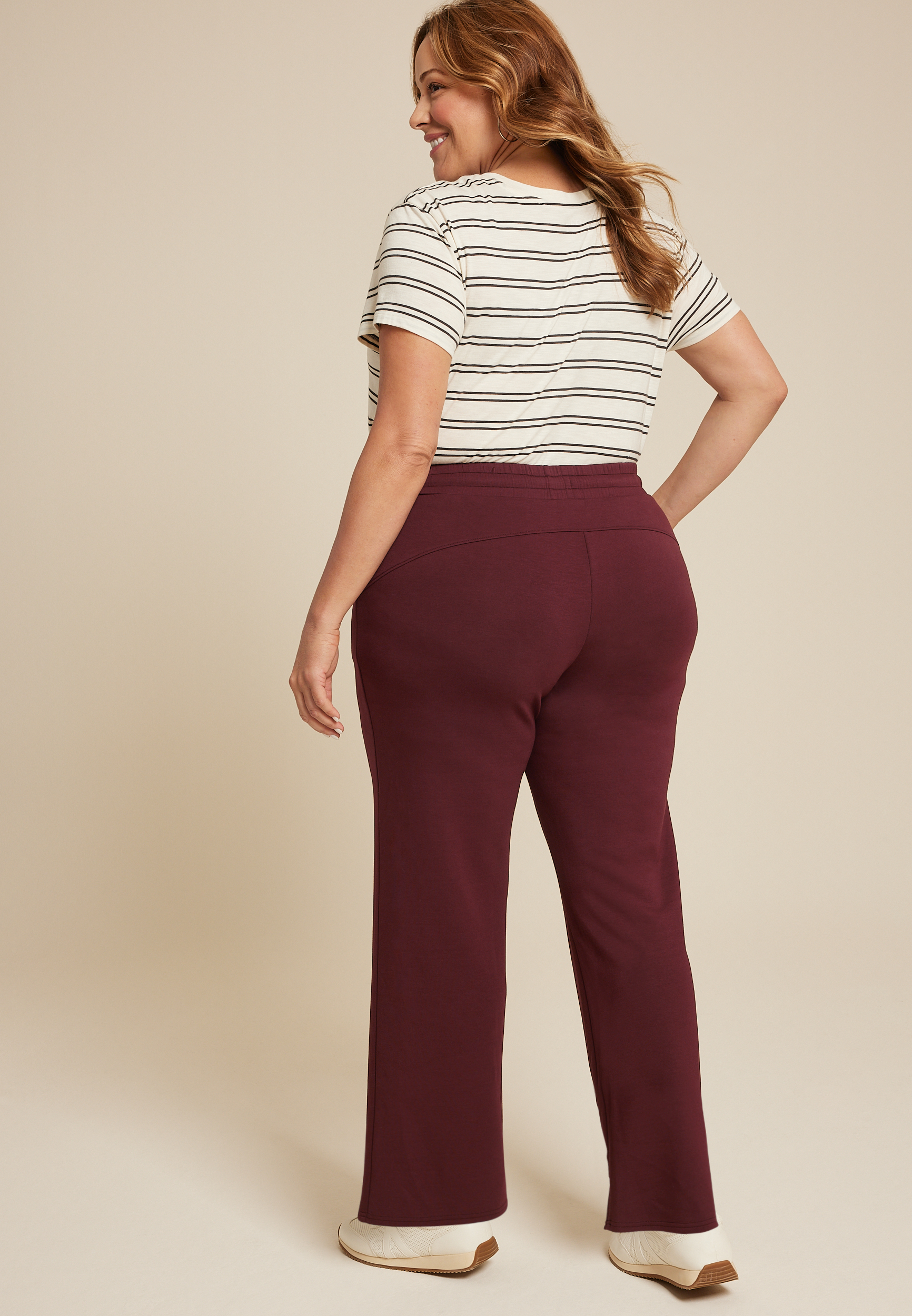 Plus Scuba Knit Wide Leg Sweatpant