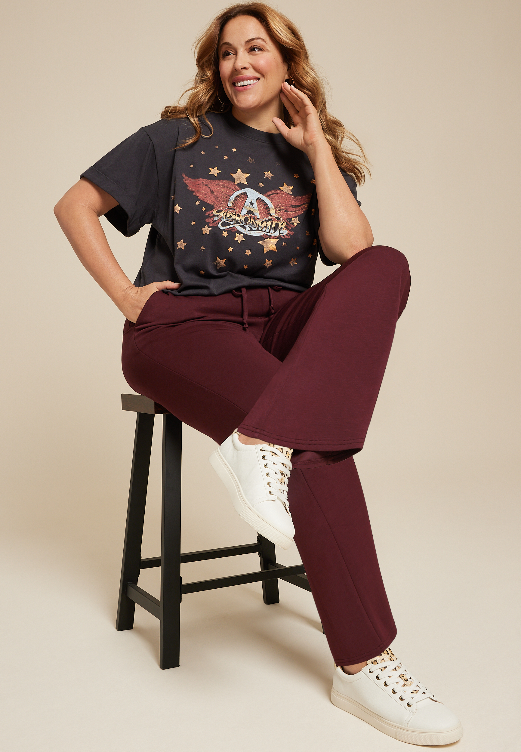 Plus Scuba Knit Wide Leg Sweatpant