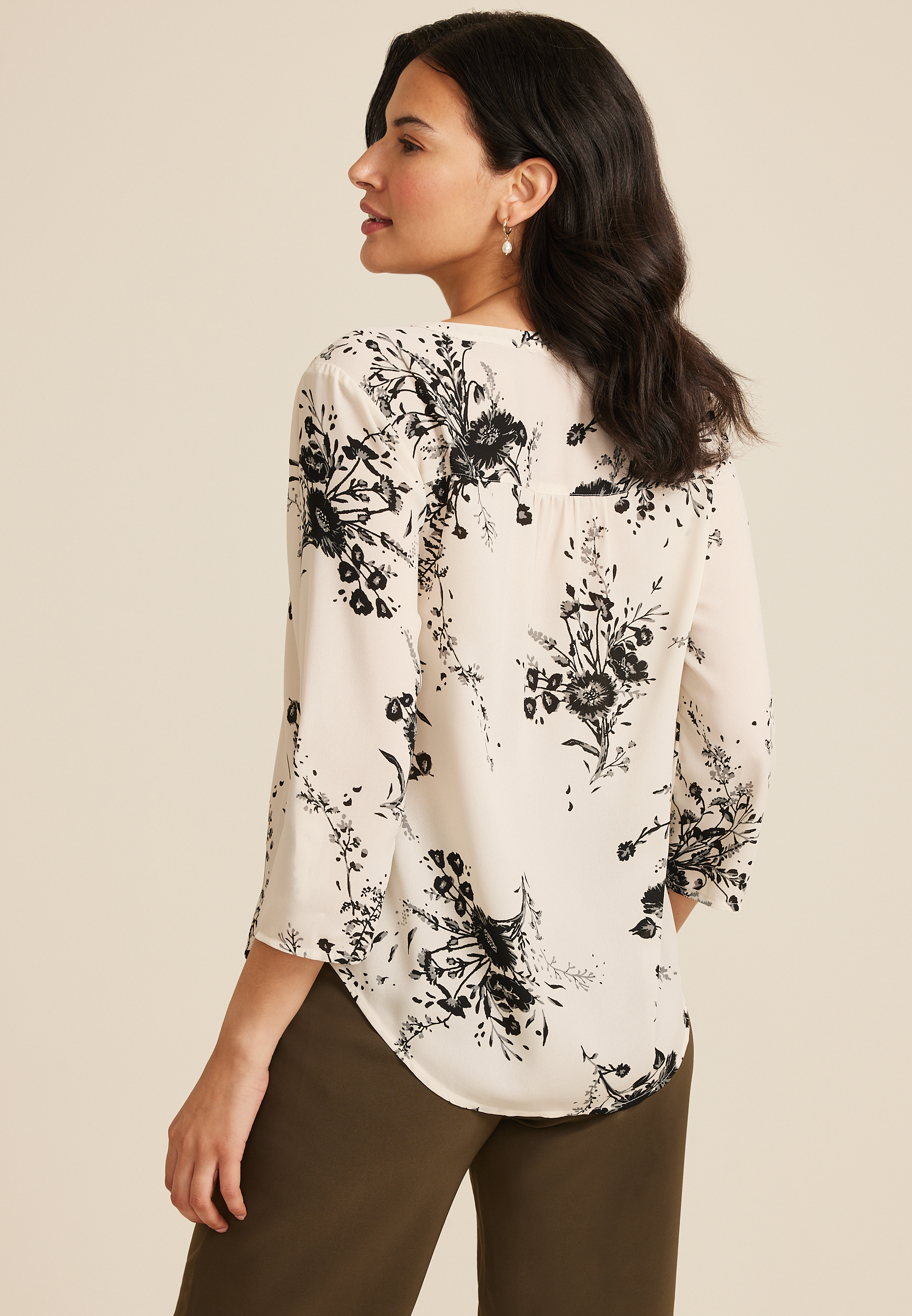 Atwood 3/4 Sleeve Popover Blouse, C2380, large