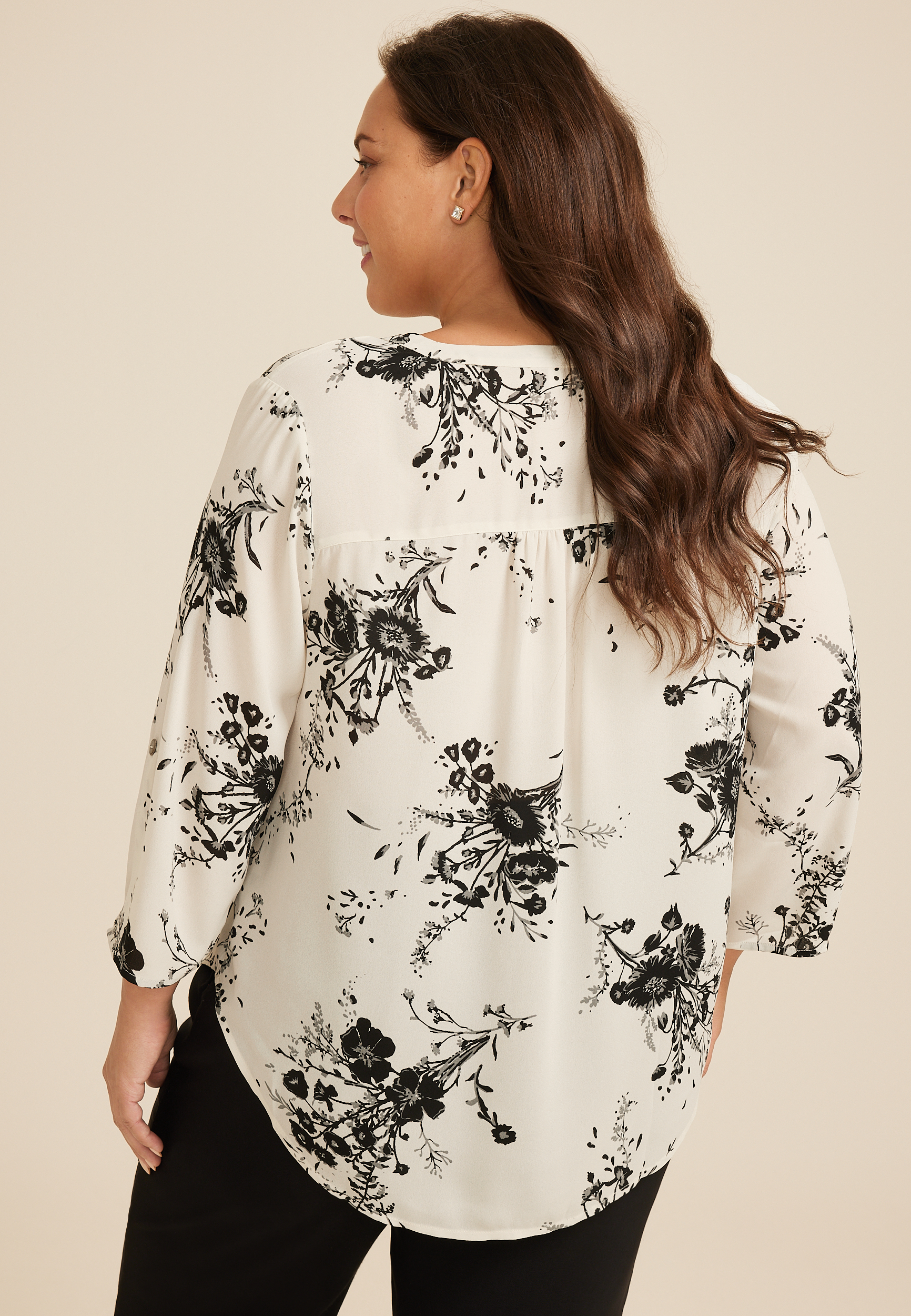 Plus Size Atwood 3/4 Sleeve Popover Blouse, C2380, large