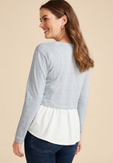 Textured Long Sleeve Layered Top, C2823, small