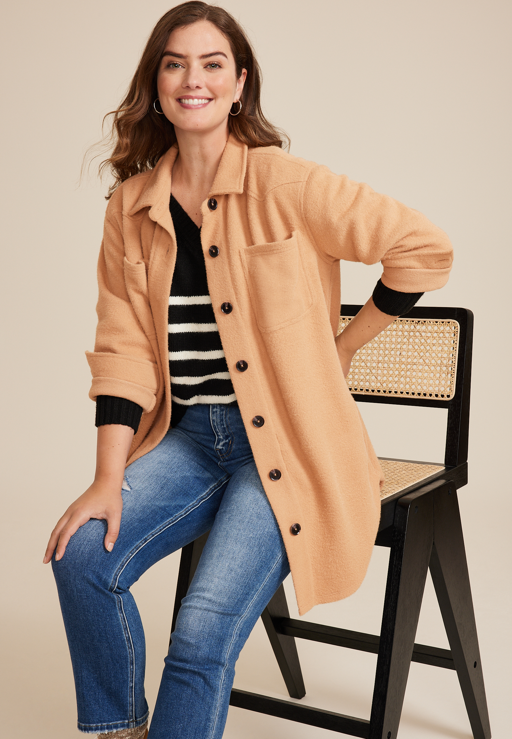 Super Plush Longline Shacket, C9812, large