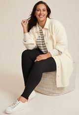 Plus Size Super Plush Longline Shacket, ECRU, small
