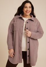Plus Size Super Plush Longline Shacket, FOX TAUPE, small