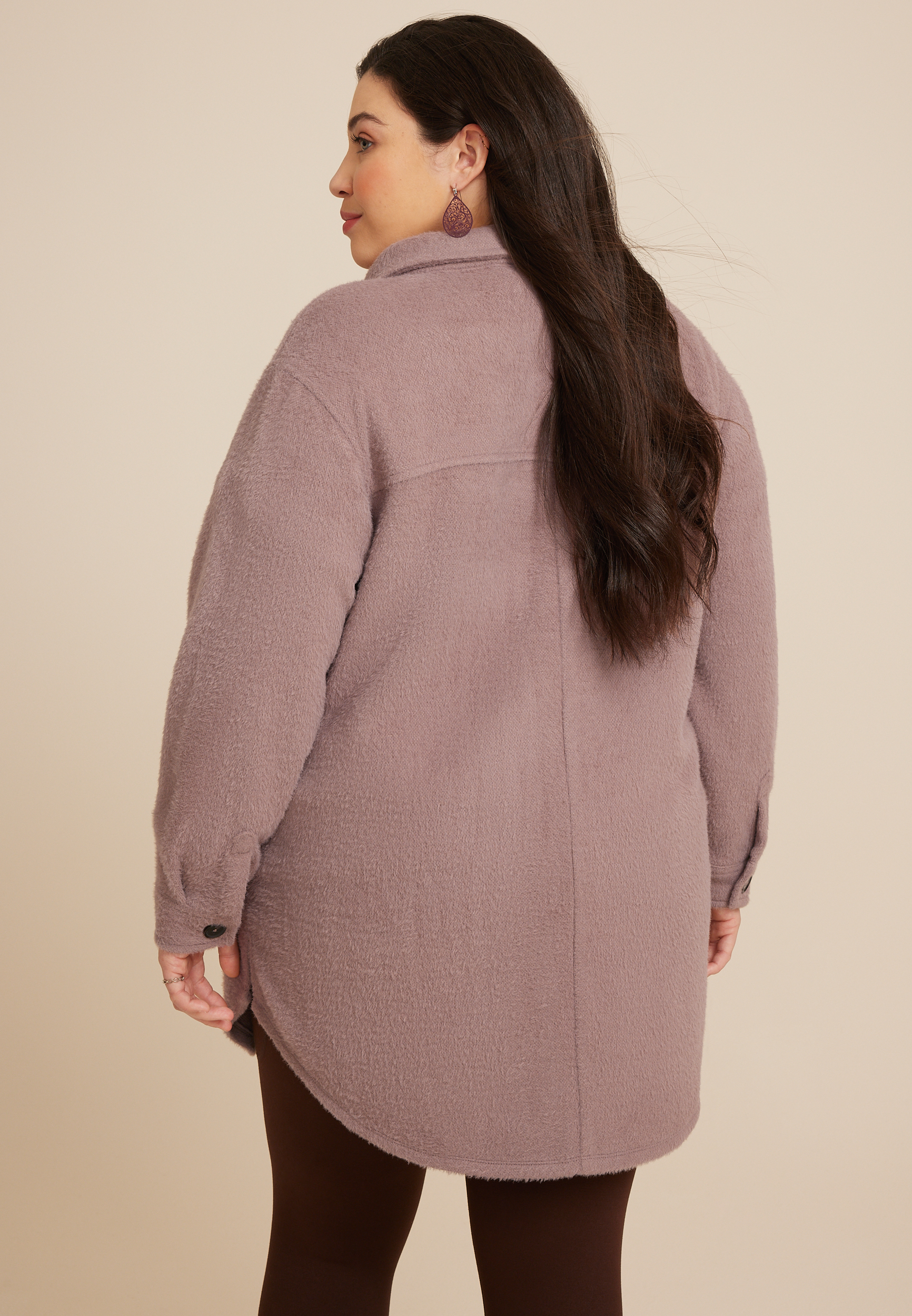 Plus Size Super Plush Longline Shacket, FOX TAUPE, large