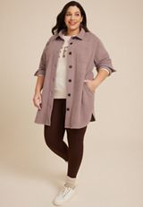 Plus Size Super Plush Longline Shacket, FOX TAUPE, small