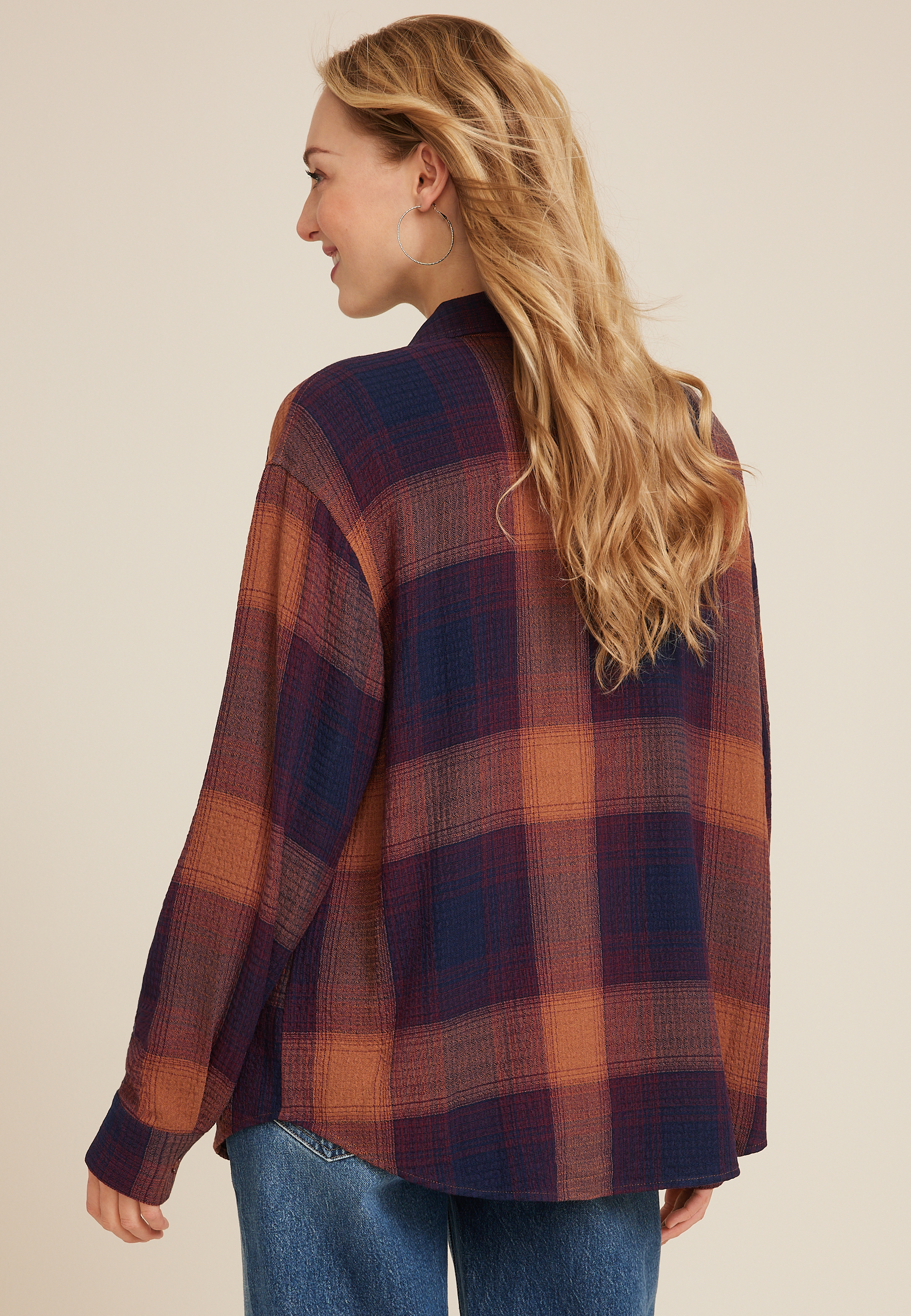 Pucker Plaid Button Up Shirt, C1943, large