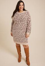 Plus Size Animal Sweater Dress, C9748, small