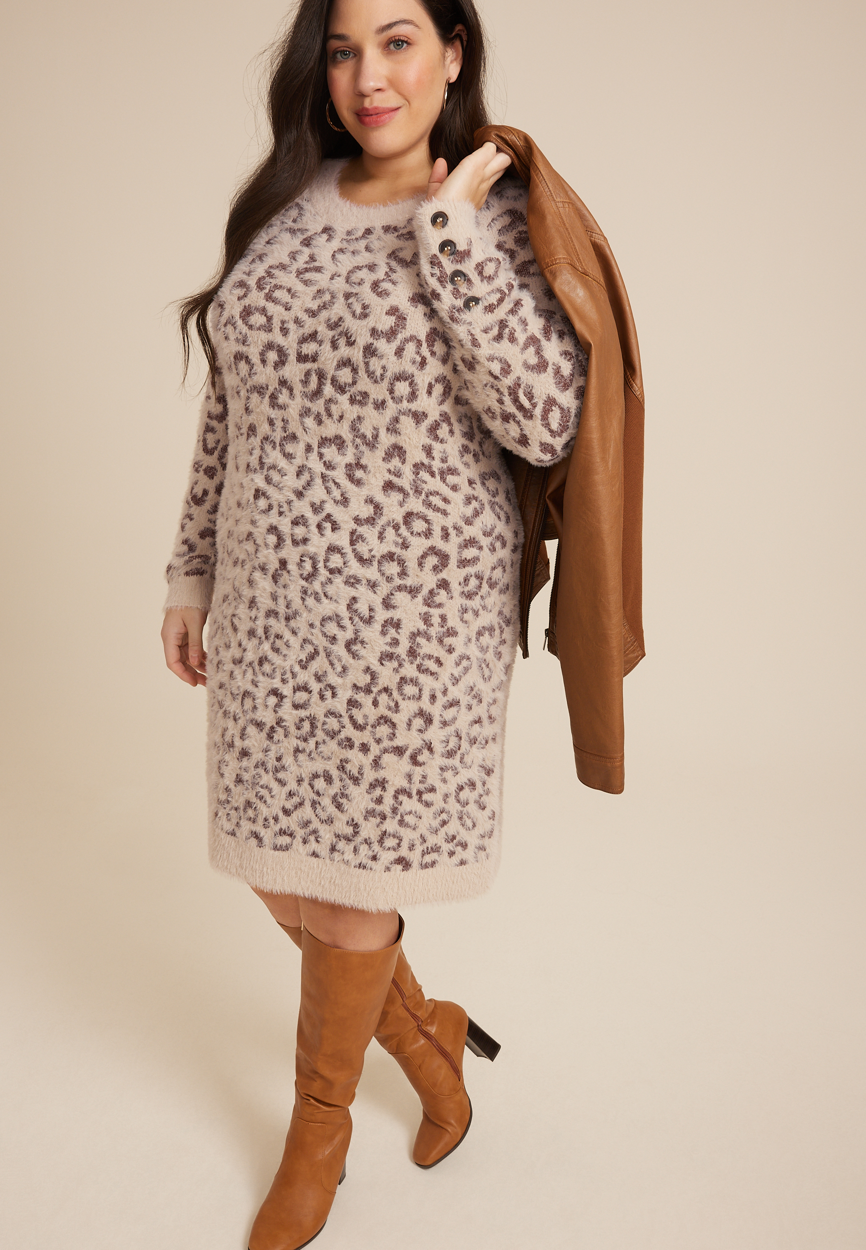 Plus Size Animal Sweater Dress, C9748, large
