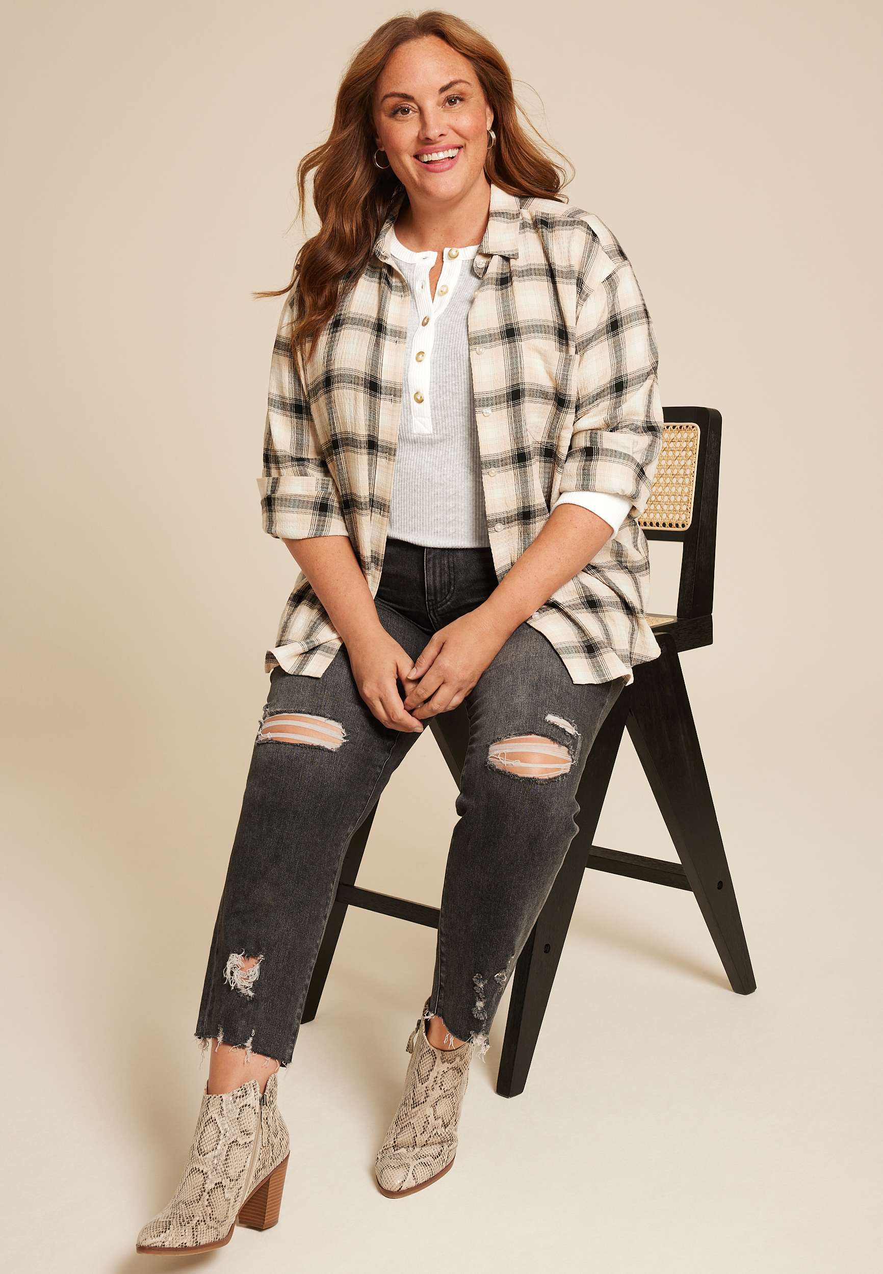 Plus Size Heartland Henley Tee, C3348, large
