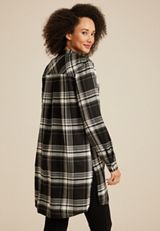 Plaid Button Down Duster Shirt, C1756, small