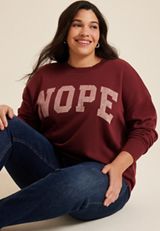Plus Size Nope Relaxed Fit Sweatshirt, C830, small