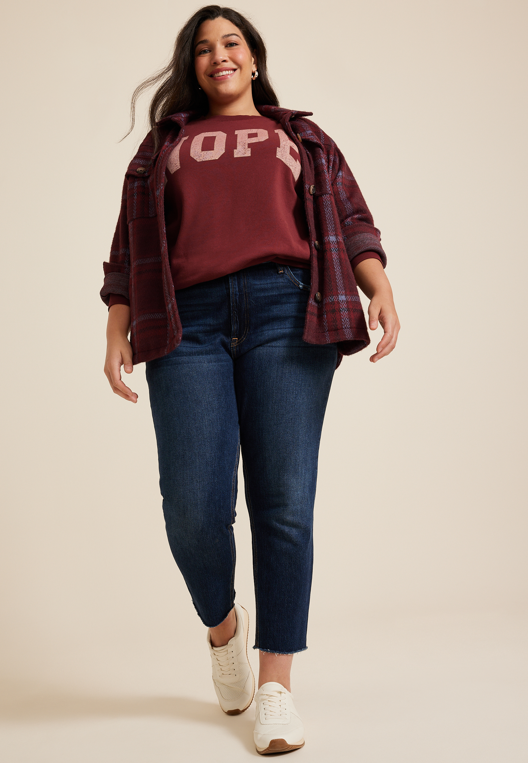 Plus Size Nope Relaxed Fit Sweatshirt, C830, large