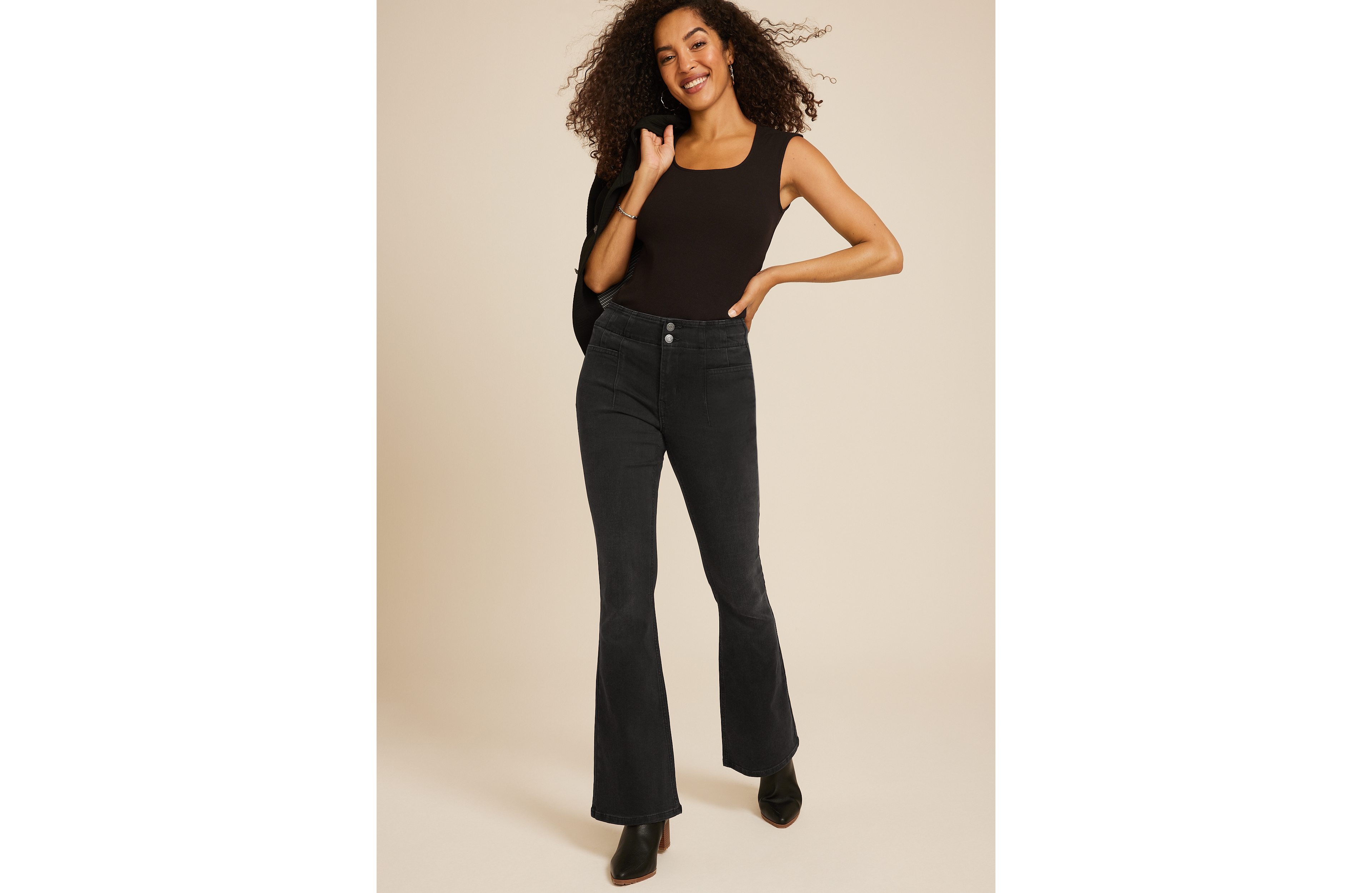 Black High Rise Flare Jean