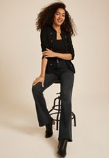Black High Rise Flare Jean, C106, small