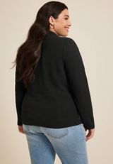 Plus Size Military Blazer, BLACK, small