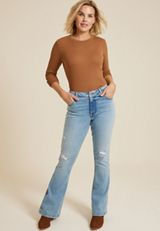 Curvy High Rise Ripped Flare Jean, C2806, small