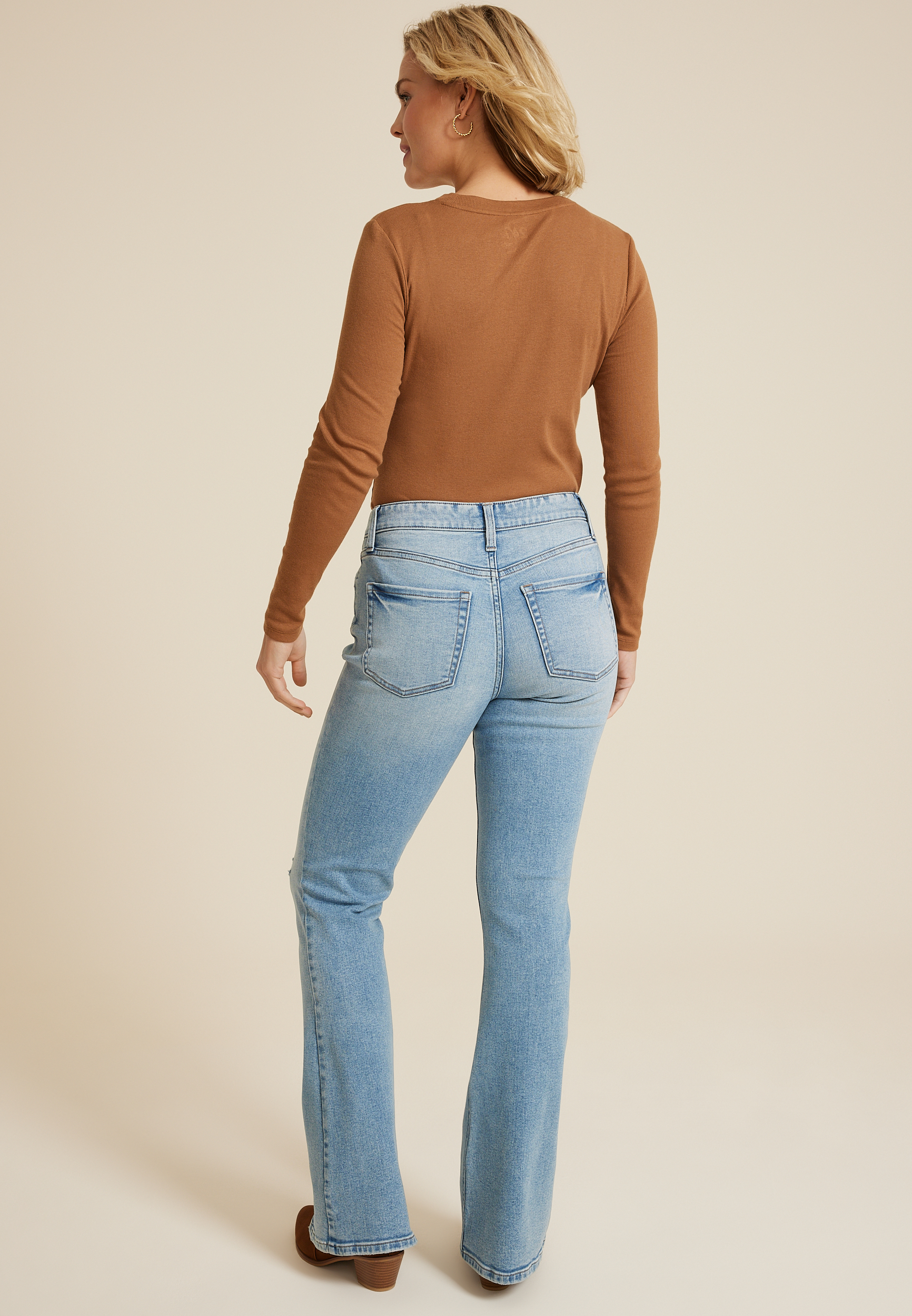 Curvy High Rise Ripped Flare Jean, C2806, large