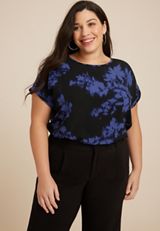 Plus Size Delton Zipper Back Blouse, C1756, small
