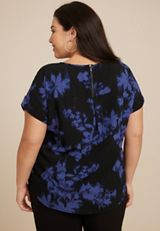 Plus Size Delton Zipper Back Blouse, C1756, small