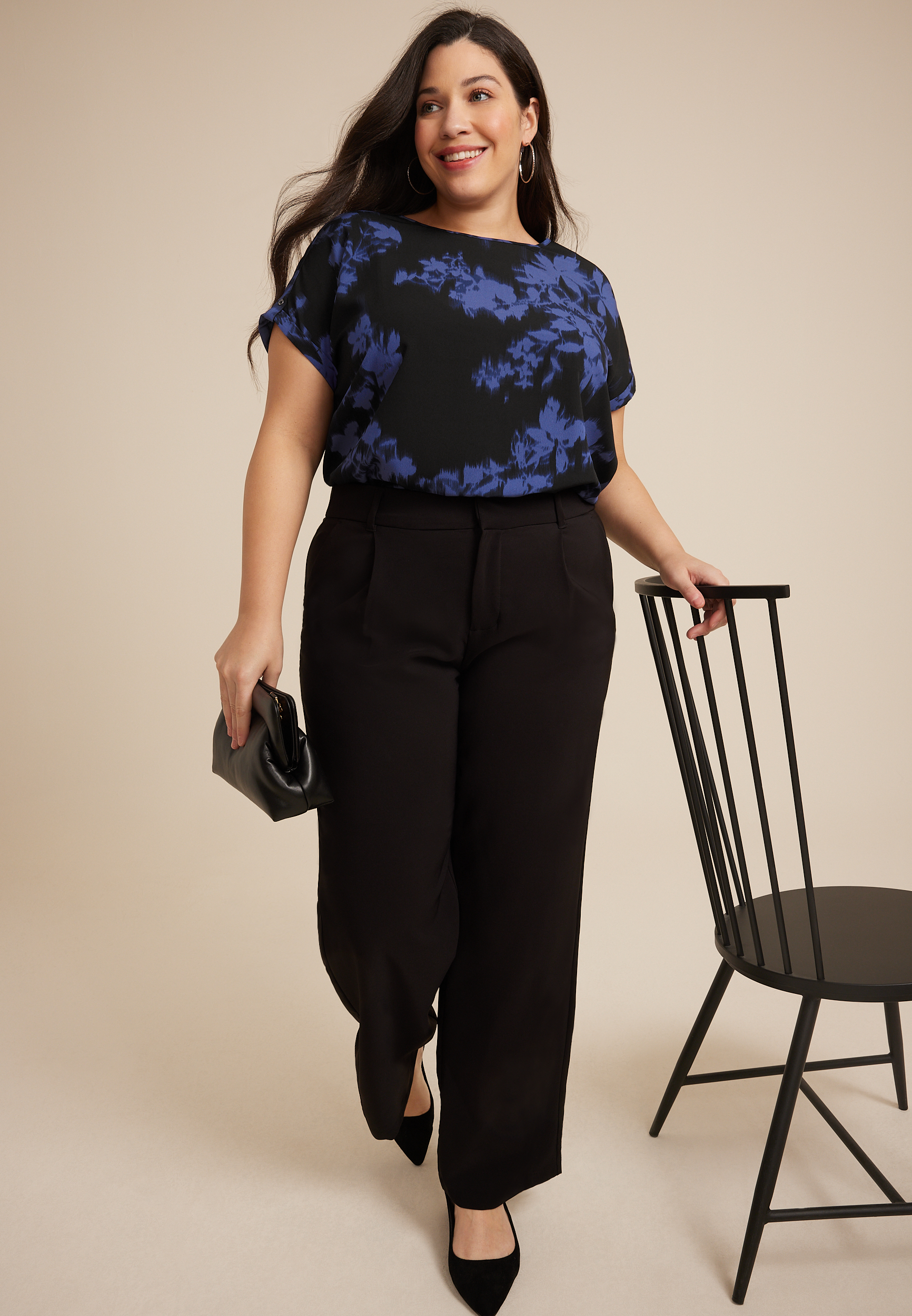 Plus Size Delton Zipper Back Blouse, C1756, large