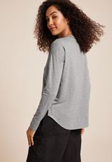24/7 Clara Long Sleeve Tee, MEDIUM HEATHER GRAY, small