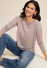 24/7 Clara Striped Long Sleeve Tee, C4108, small