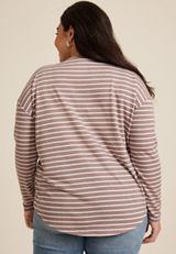Plus Size 24/7 Clara Striped Long Sleeve Tee, C4108, small