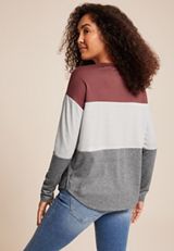 24/7 Clara Colorblock Long Sleeve Tee, C894, small