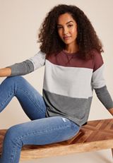 24/7 Clara Colorblock Long Sleeve Tee, C894, small