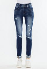 KanCan&trade; Curvy Mid Rise Ripped Cuffed Hem Skinny Jean, C258, small