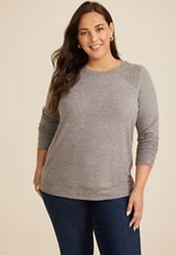 Plus Size Haven Straight Hem Top, HEATHER GRAY, small