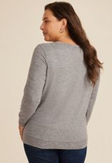 Plus Size Haven Straight Hem Top, HEATHER GRAY, small