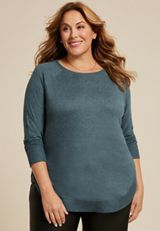Plus Size Haven Round Hem Tunic, DEEP SEA TEAL, small