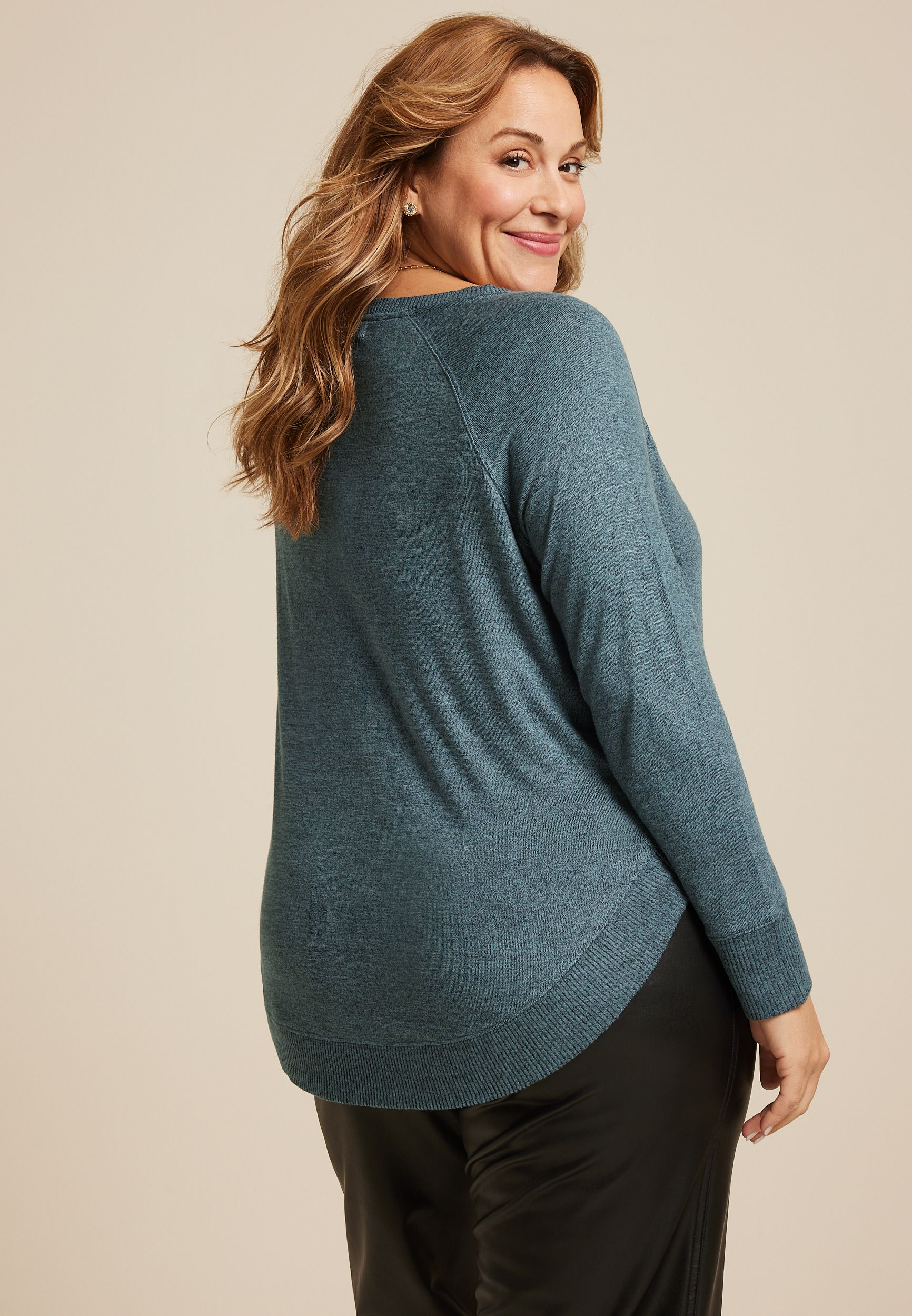 Plus Size Haven Round Hem Tunic, DEEP SEA TEAL, large