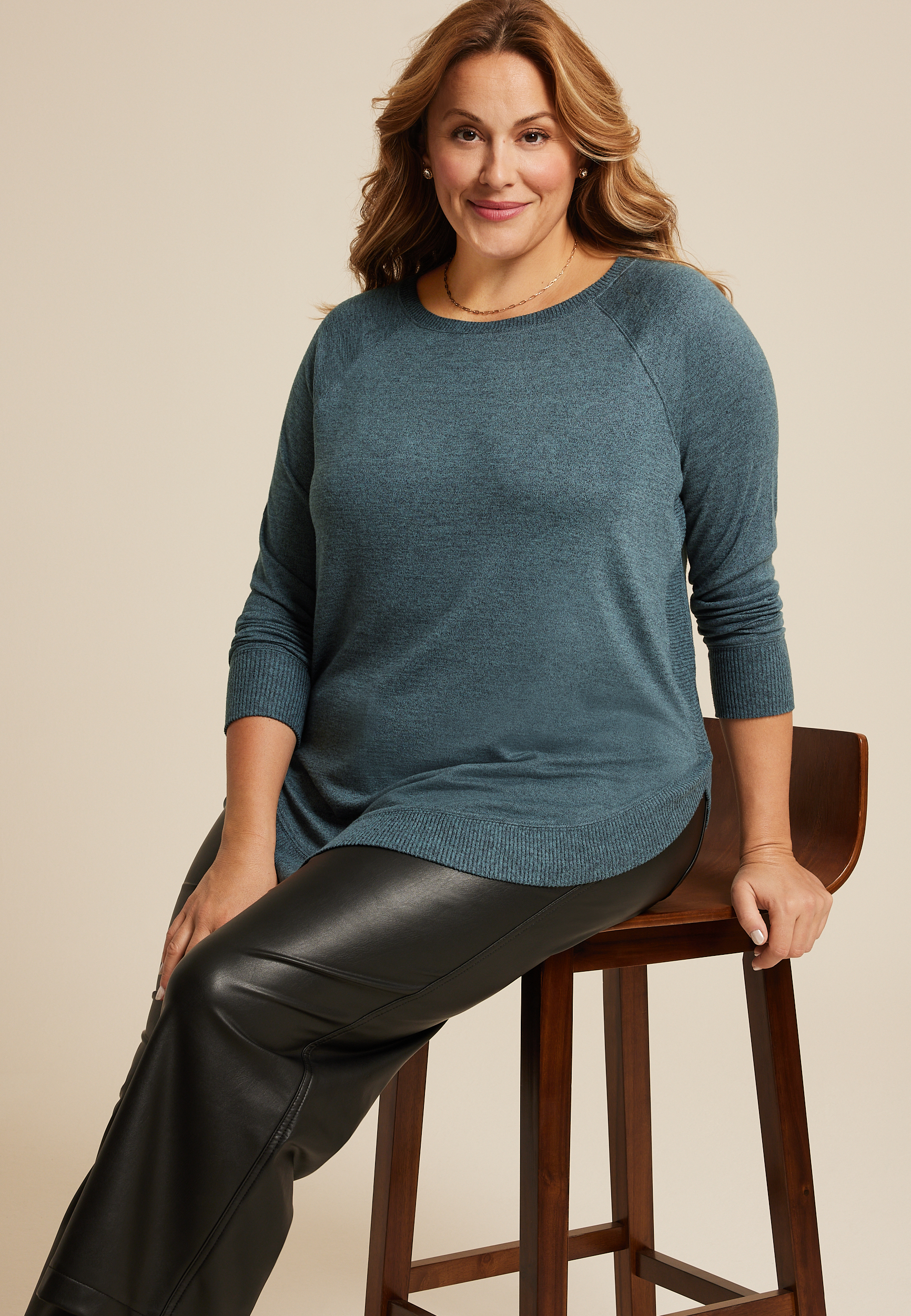 Plus Size Haven Round Hem Tunic, DEEP SEA TEAL, large