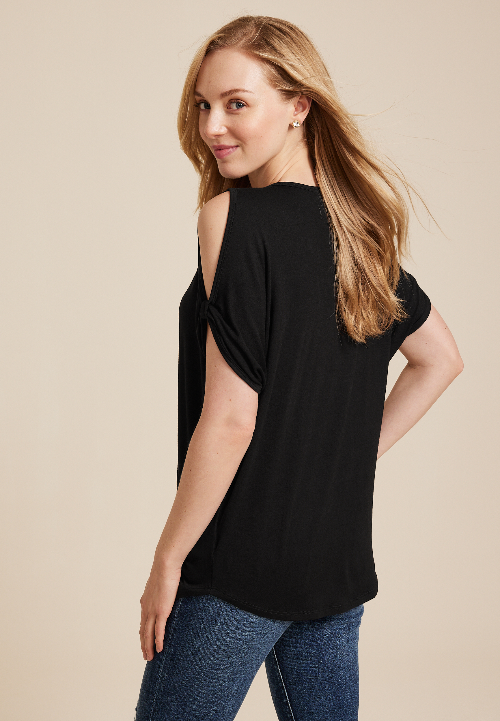 Cold Shoulder Short Sleeve Tee