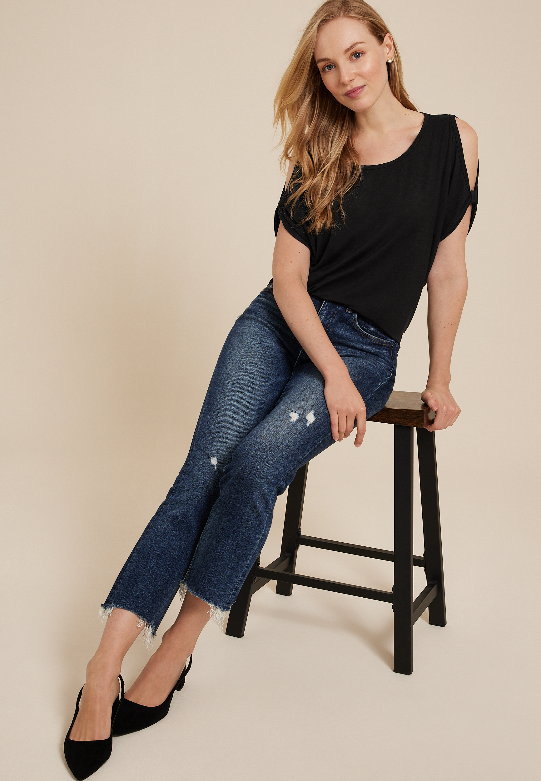 Cold Shoulder Short Sleeve Tee