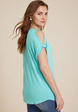 Cold Shoulder Short Sleeve Tee, C178, small