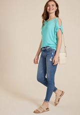 Cold Shoulder Short Sleeve Tee, C178, small
