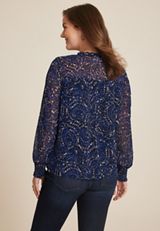 Pleated Ruffle Trim Blouse, C1772, small