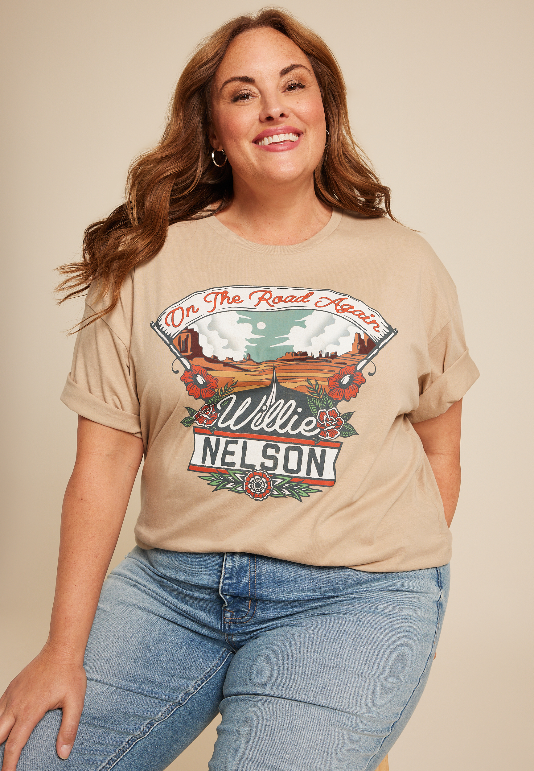 Plus Willie Nelson Oversized Fit Graphic Tee