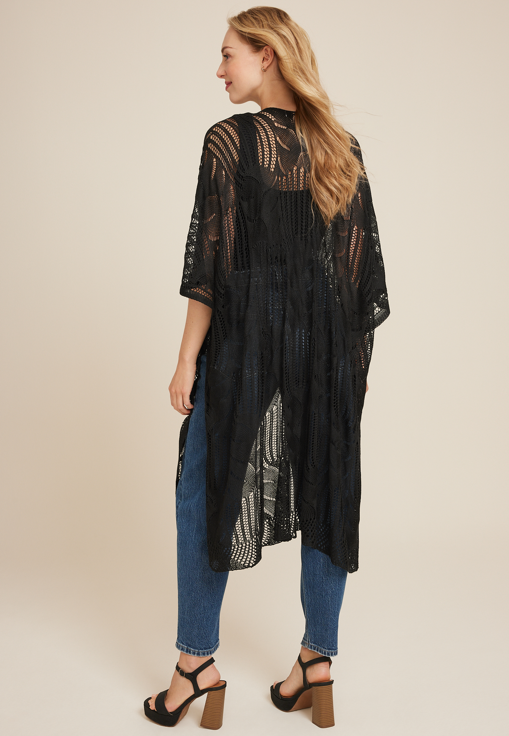 Crochet Knit Kimono, C106, large