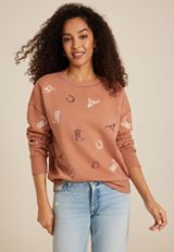 Western Embroidered Relaxed Fit Sweatshirt, C9814, small