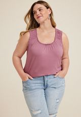 Plus Size Ruffle Trim Tank Top, C7249, small