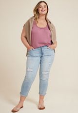 Plus Size Ruffle Trim Tank Top, C7249, small